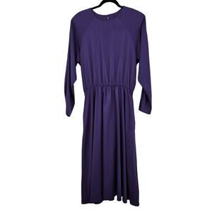 Stefan Fashions VINTAGE 14 Large Maxi Dress Purple Pockets Long Sleeve USA Made